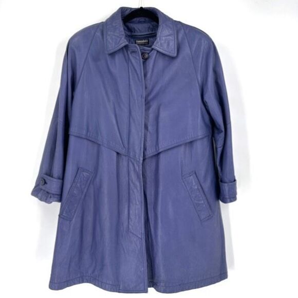 Vintage Y2K Wilsons Leather Long Blue Thinsulate Insulated lined Long Medium - Picture 1 of 16